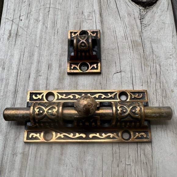 Antique Brass Door Bolt Lock - Picture 4 of 4